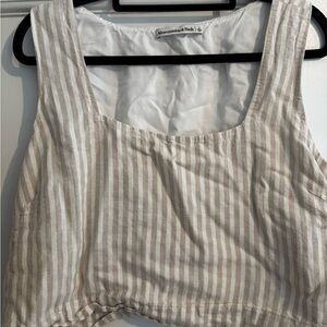 Abercrombie & Fitch Beige Striped Crop Top